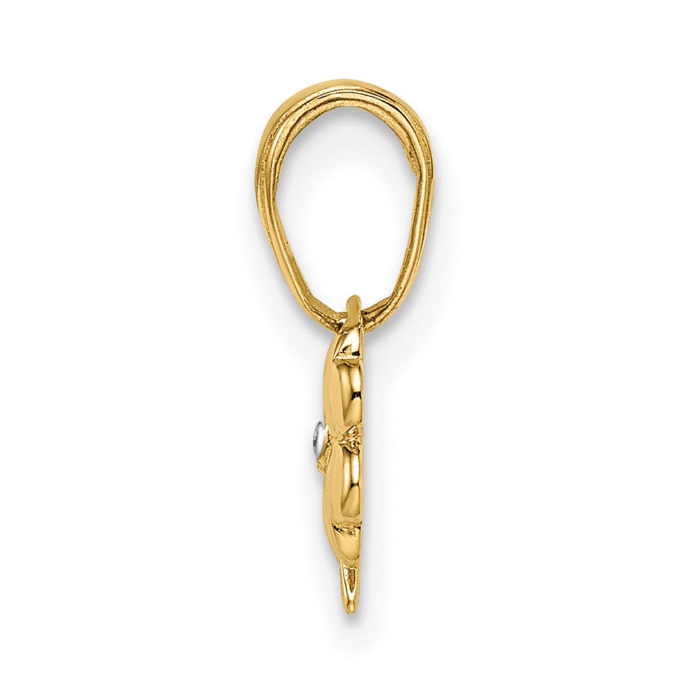 FJC Finejewelers 14 kt Yellow Gold and White Rhodium Bright Cut 4 Leaf Clover Charm 14 x 6 mm