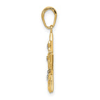 FJC Finejewelers 14 kt Yellow Gold and White Rhodium Bright Cut Stars Charm 26 x 19 mm