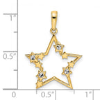 FJC Finejewelers 14 kt Yellow Gold and White Rhodium Bright Cut Stars Charm 26 x 19 mm