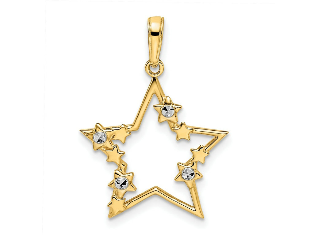 FJC Finejewelers 14 kt Yellow Gold and White Rhodium Bright Cut Stars Charm 26 x 19 mm