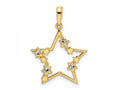FJC Finejewelers 14 kt Yellow Gold and White Rhodium Bright Cut Stars Charm 26 x 19 mm