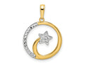FJC Finejewelers 14 kt Yellow Gold and White Rhodium Bright Cut Shooting Star Charm 25 x 18 mm