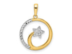 FJC Finejewelers 14 kt Yellow Gold and White Rhodium Bright Cut Shooting Star Charm 25 x 18 mm
