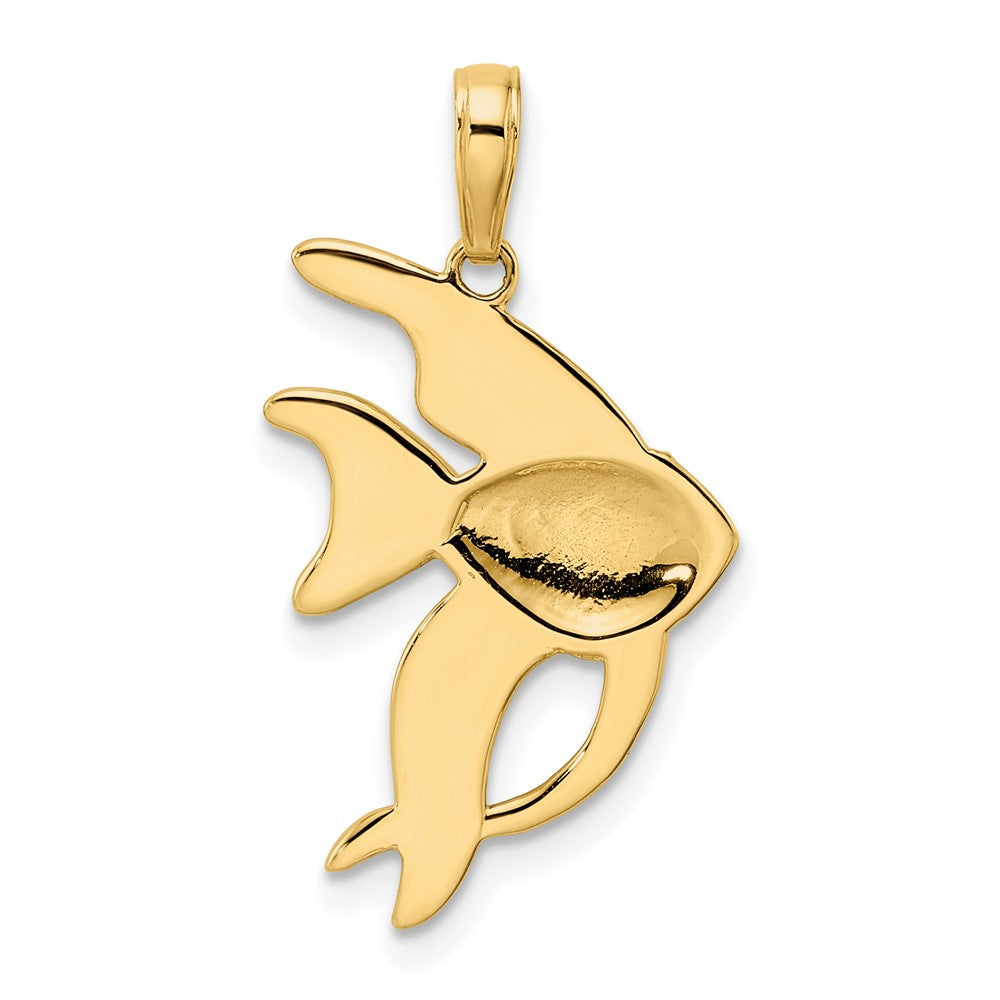 FJC Finejewelers 14 kt Yellow Gold and White Rhodium Bright Cut Angel Fish Charm 28 x 15 mm