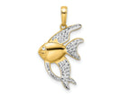 FJC Finejewelers 14 kt Yellow Gold and White Rhodium Bright Cut Angel Fish Charm 28 x 15 mm