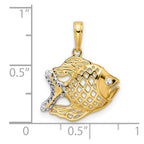 FJC Finejewelers 14 kt Yellow Gold and White Rhodium Bright Cut Fish Charm 21 x 18 mm