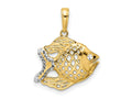 FJC Finejewelers 14 kt Yellow Gold and White Rhodium Bright Cut Fish Charm 21 x 18 mm