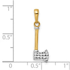 FJC Finejewelers 14 kt Yellow Gold and White Rhodium Bright Cut Axe Charm 24 x 6 mm