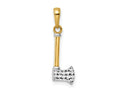 FJC Finejewelers 14 kt Yellow Gold and White Rhodium Bright Cut Axe Charm 24 x 6 mm