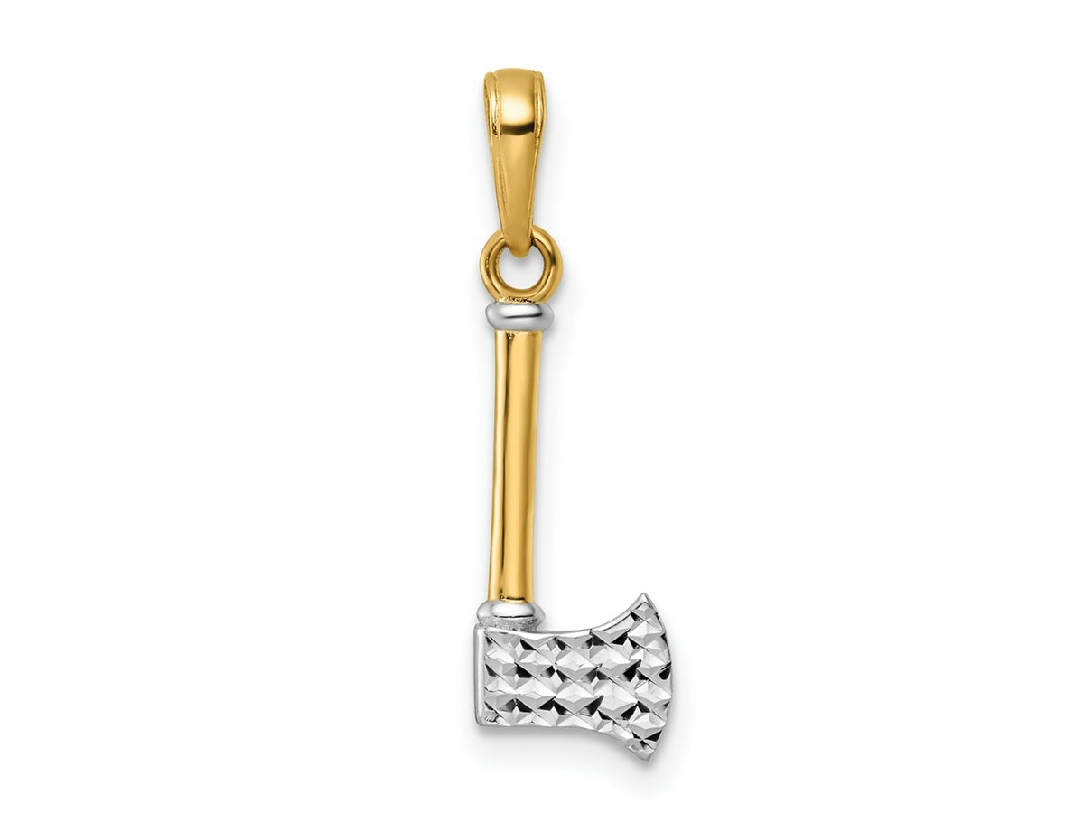 FJC Finejewelers 14 kt Yellow Gold and White Rhodium Bright Cut Axe Charm 24 x 6 mm