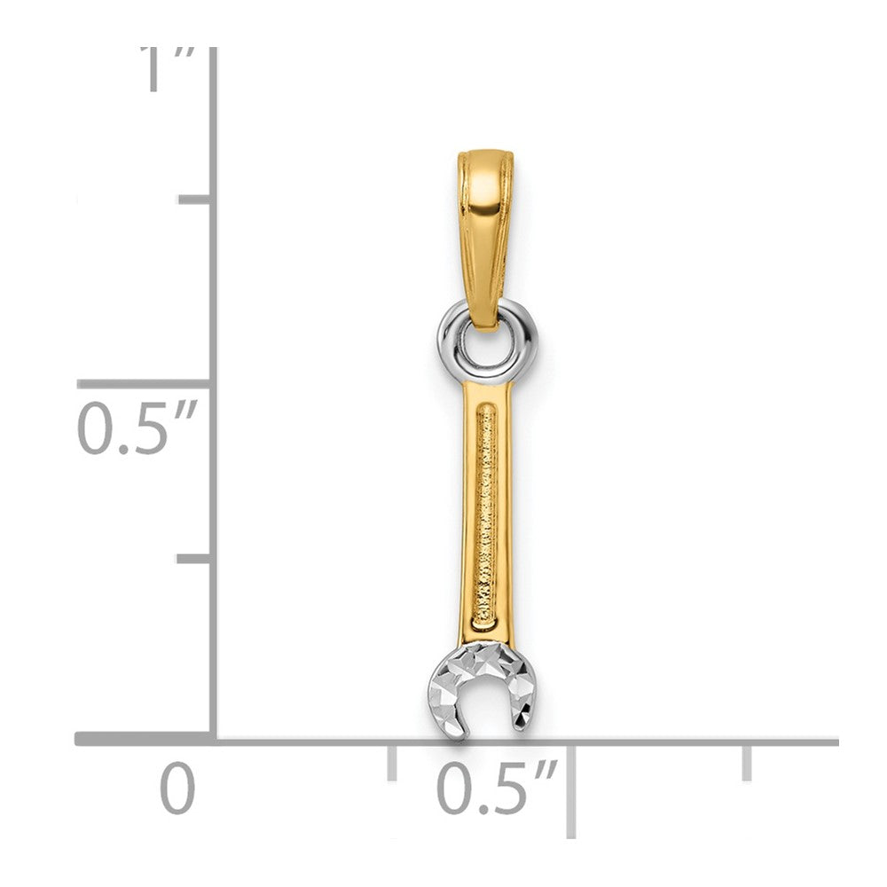 FJC Finejewelers 14 kt Yellow Gold and White Rhodium Bright Cut Wrench Charm 20 x 4 mm