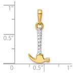 FJC Finejewelers 14 kt Yellow Gold and White Rhodium Bright Cut Hammer Charm 23 x 8 mm