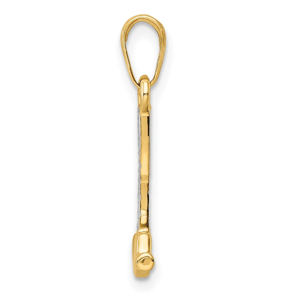 FJC Finejewelers 14 kt Yellow Gold and White Rhodium Bright Cut Hammer Charm 23 x 8 mm