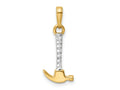 FJC Finejewelers 14 kt Yellow Gold and White Rhodium Bright Cut Hammer Charm 23 x 8 mm