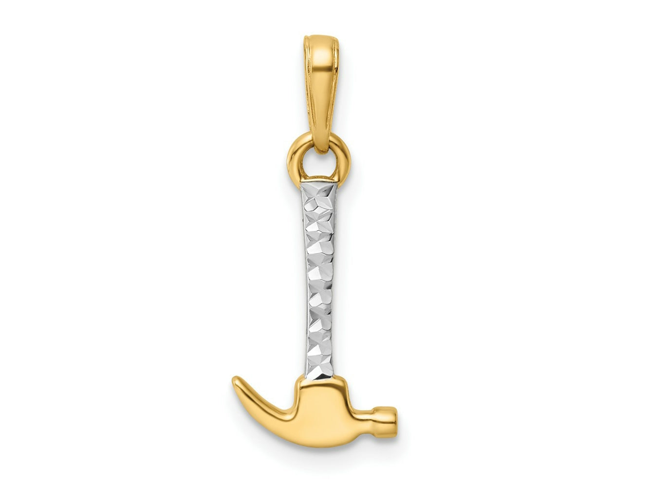 FJC Finejewelers 14 kt Yellow Gold and White Rhodium Bright Cut Hammer Charm 23 x 8 mm