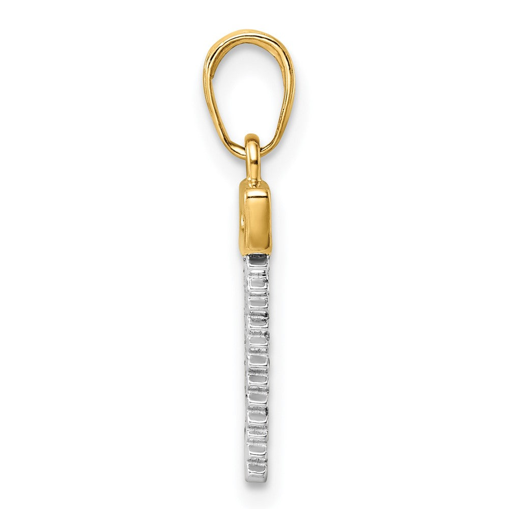 FJC Finejewelers 14 kt Yellow Gold and White Rhodium Bright Cut Saw Charm 23 x 10 mm