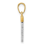 FJC Finejewelers 14 kt Yellow Gold and White Rhodium Bright Cut Saw Charm 23 x 10 mm