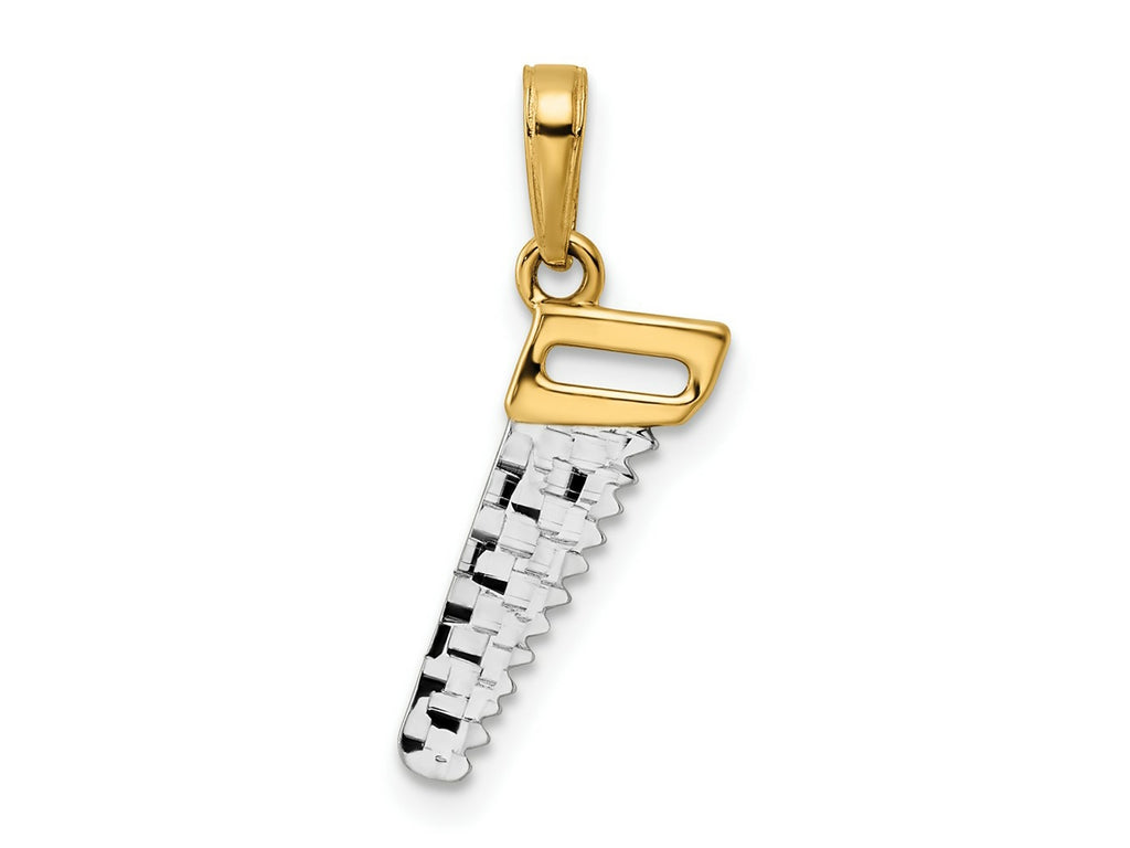 FJC Finejewelers 14 kt Yellow Gold and White Rhodium Bright Cut Saw Charm 23 x 10 mm