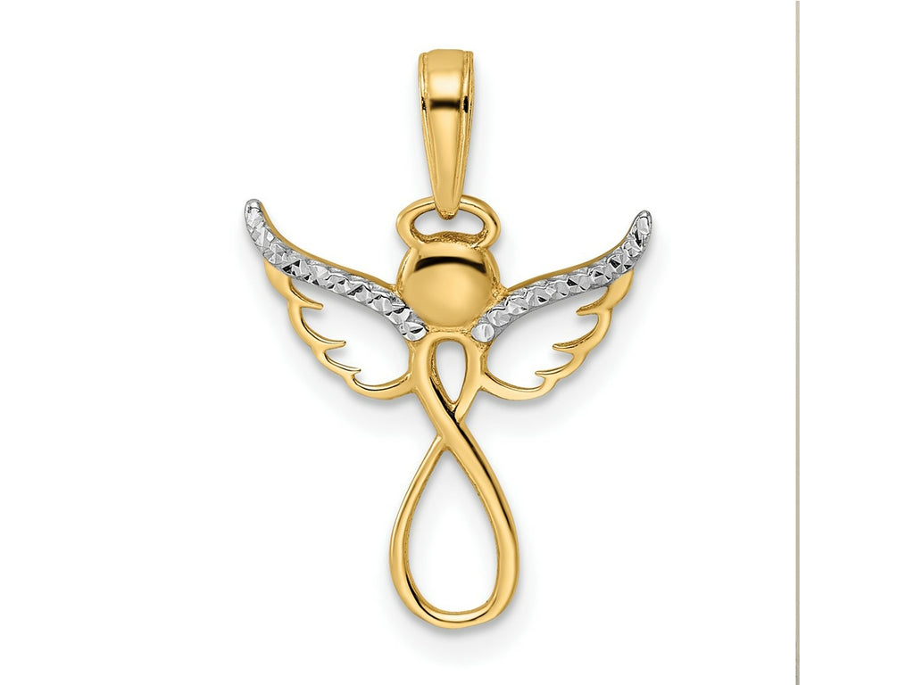 FJC Finejewelers 14 kt Yellow Gold with White Rhodium Bright Cut Infinity Angel Charm 23 x 16 mm