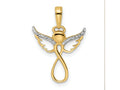 FJC Finejewelers 14 kt Yellow Gold with White Rhodium Bright Cut Infinity Angel Charm 23 x 16 mm