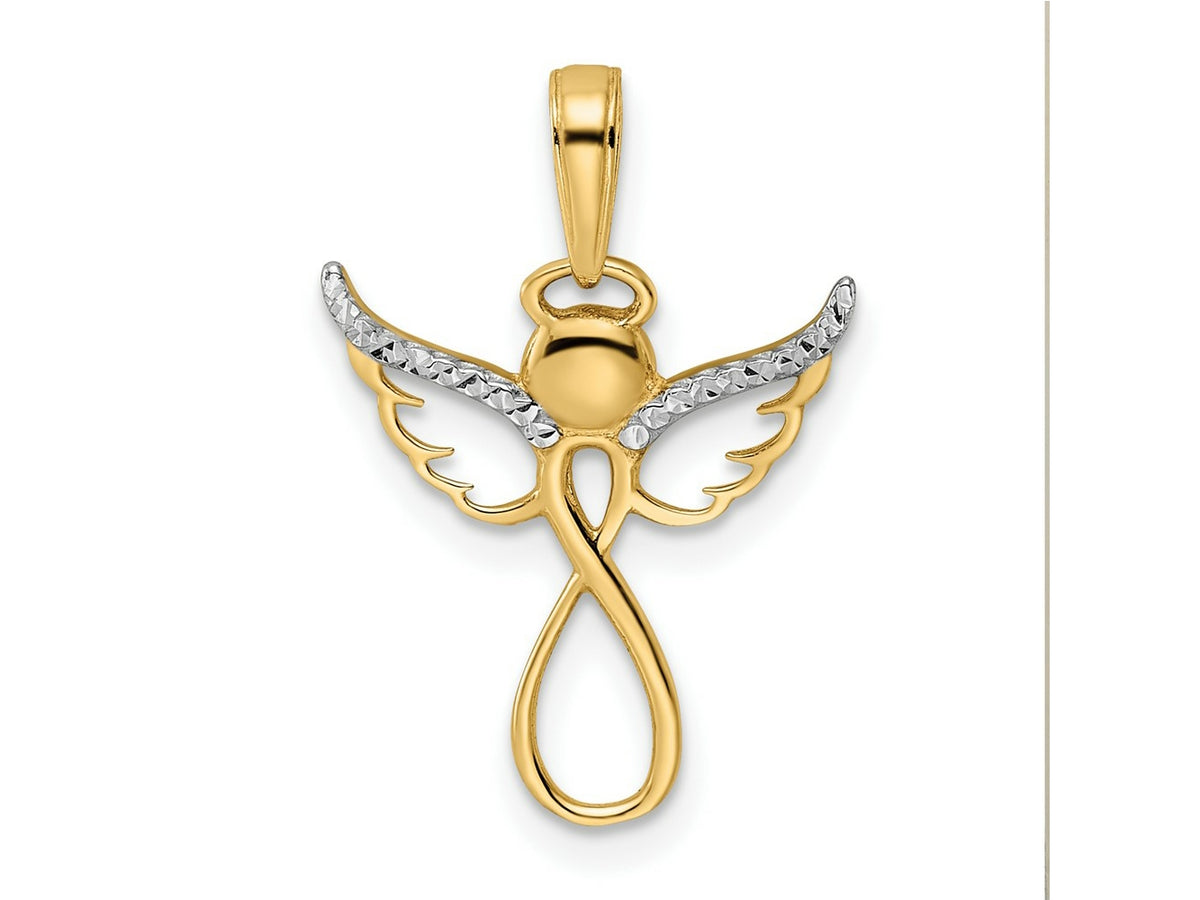 FJC Finejewelers 14 kt Yellow Gold with White Rhodium Bright Cut Infinity Angel Charm 23 x 16 mm