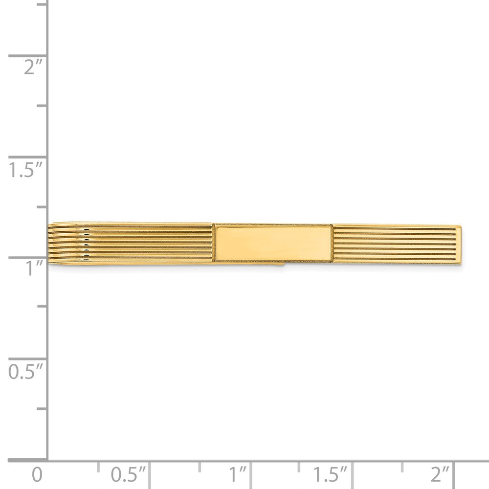 FJC Finejewelers 14 kt Yellow Gold Tie Clip Men's Grooved Engravable Tie Bar 50 x 5 mm