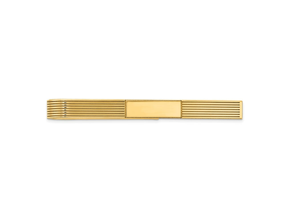 FJC Finejewelers 14 kt Yellow Gold Tie Clip Men's Grooved Engravable Tie Bar 50 x 5 mm