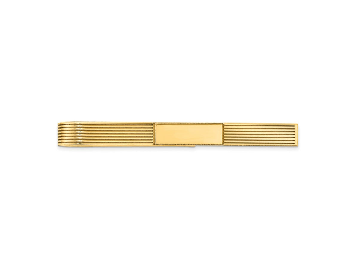 FJC Finejewelers 14 kt Yellow Gold Tie Clip Men's Grooved Engravable Tie Bar 50 x 5 mm