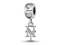 LogoArt 925 Sterling Silver Rhodium Plated New York Mets NY on Heart Bead