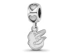 LogoArt 925 Sterling Silver Rhodium Plated Baltimore Orioles Bird Head Heart Bead