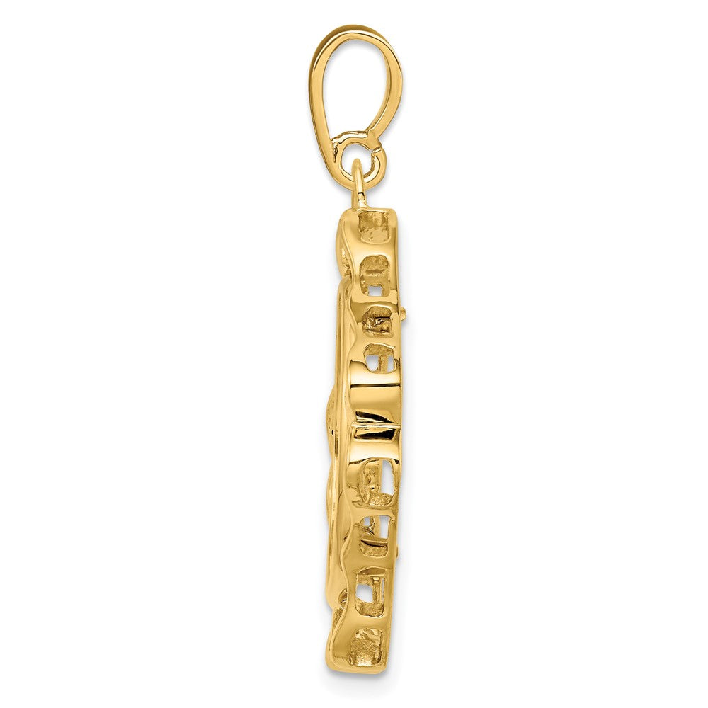 FJC Finejewelers 14 kt Yellow Gold Cushion Shape Scroll 17.8mm Prong Coin Bezel Pendant