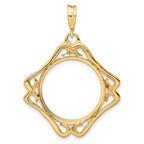 FJC Finejewelers 14 kt Yellow Gold Cushion Shape Scroll 17.8mm Prong Coin Bezel Pendant