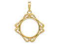 FJC Finejewelers 14 kt Yellow Gold Cushion Shape Scroll 17.8mm Prong Coin Bezel Pendant
