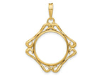 FJC Finejewelers 14 kt Yellow Gold Cushion Shape Scroll 17.8mm Prong Coin Bezel Pendant