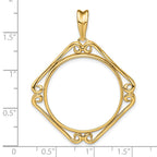 FJC Finejewelers 14 kt Yellow Gold Cushion Shape Scroll 27mm Prong Coin Bezel Pendant