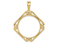FJC Finejewelers 14 kt Yellow Gold Cushion Shape Scroll 27mm Prong Coin Bezel Pendant