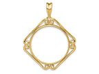 FJC Finejewelers 14 kt Yellow Gold Cushion Shape Scroll 27mm Prong Coin Bezel Pendant