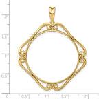 FJC Finejewelers 14 kt Yellow Gold Cushion Shape Scroll 34.2mm Prong Coin Bezel Pendant