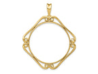 FJC Finejewelers 14 kt Yellow Gold Cushion Shape Scroll 34.2mm Prong Coin Bezel Pendant