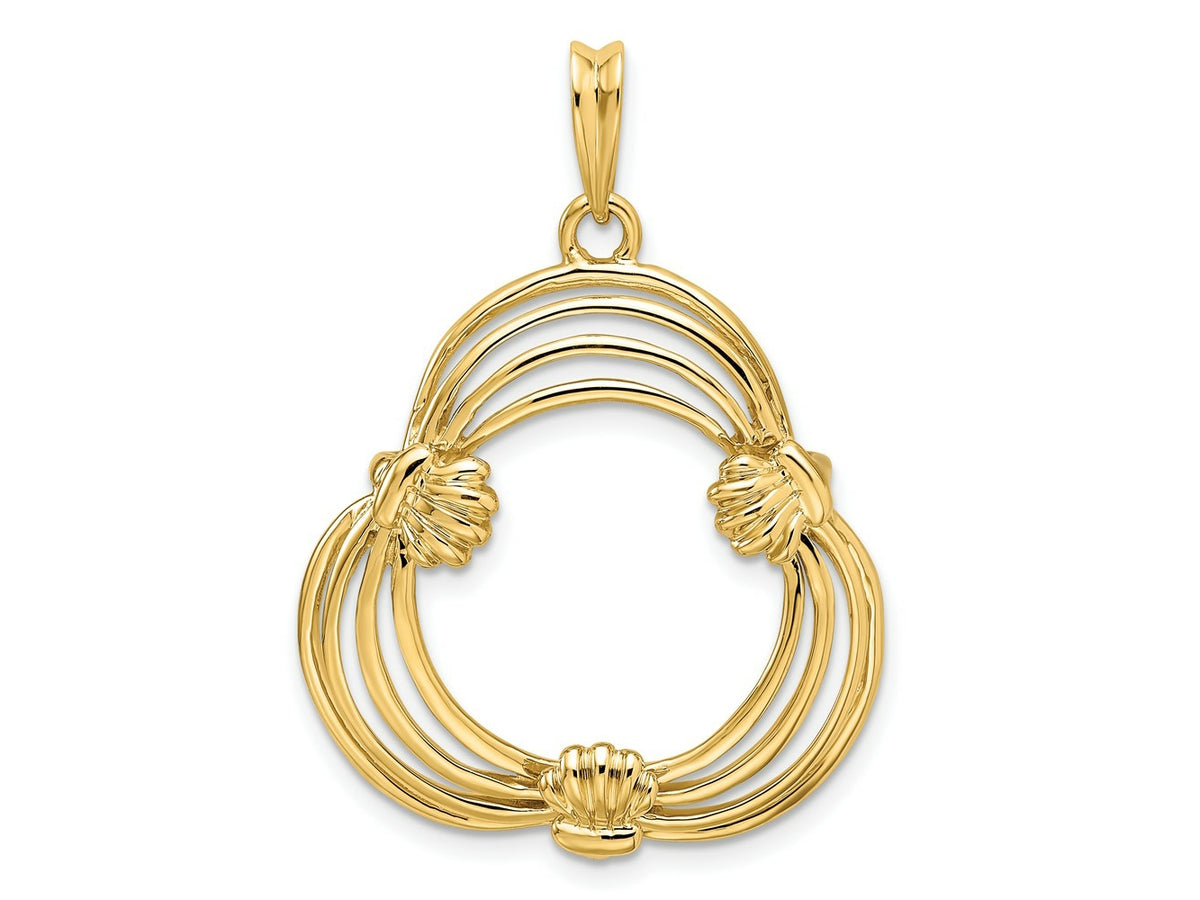 FJC Finejewelers 14 kt Yellow Gold Triple Wire 16.5mm Shell Prong Coin Bezel Pendant
