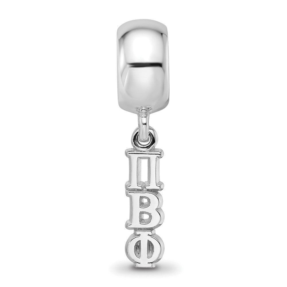 LogoArt 925 Sterling Silver Rhodium Plated Pi Beta Phi Vertical Letters on Bead
