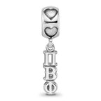 LogoArt 925 Sterling Silver Rhodium Plated Pi Beta Phi Vertical Letters on Heart Bea