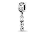 LogoArt 925 Sterling Silver Rhodium Plated Pi Beta Phi Vertical Letters on Heart Bea