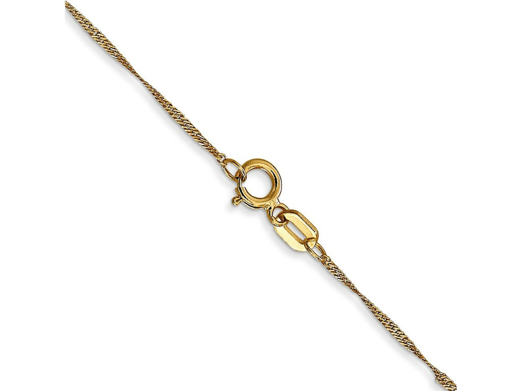 FJC Finejewelers 14 kt Yellow Gold Singapore Chain Anklet 9 Inches x 1 mm