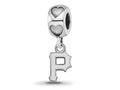 LogoArt 925 Sterling Silver Rhodium Plated Pittsburgh Pirates P on Heart Bead