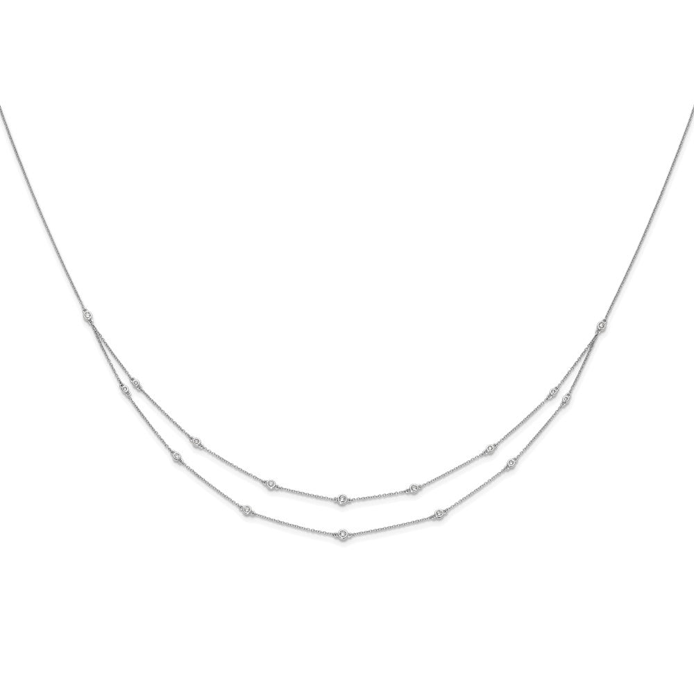 FJC Finejewelers 14 kt White Gold Lab Grown Diamonds Multi Station Double Strand Necklace