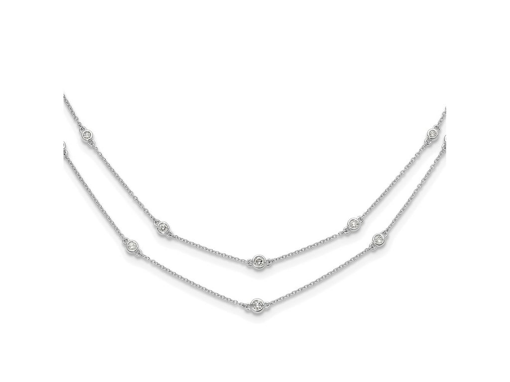 FJC Finejewelers 14 kt White Gold Lab Grown Diamonds Multi Station Double Strand Necklace
