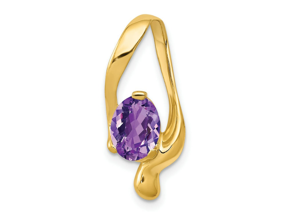 FJC Finejewelers 14 kt Yellow Gold 8x6mm Oval Amethyst Slide 22 mm x 15 mm