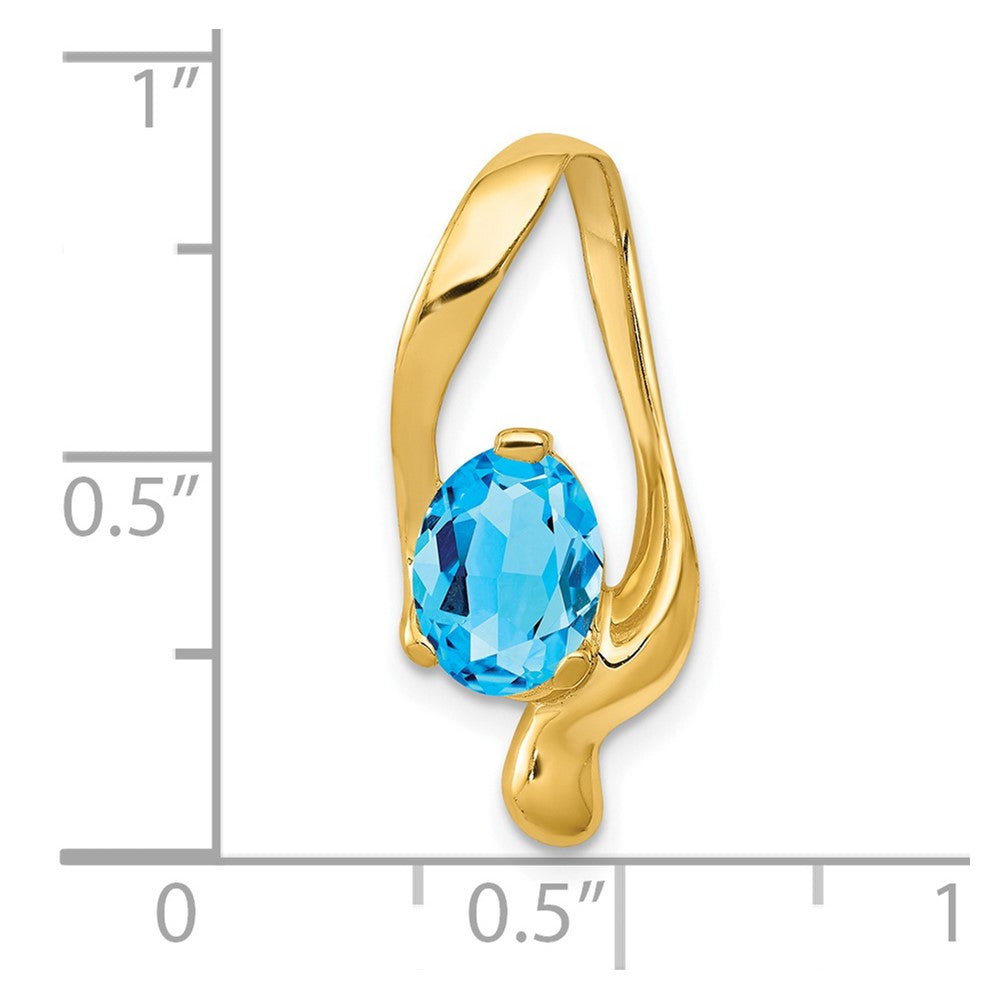 FJC Finejewelers 14 kt Yellow Gold 8x6mm Oval Blue Topaz Slide 22 mm x 15 mm