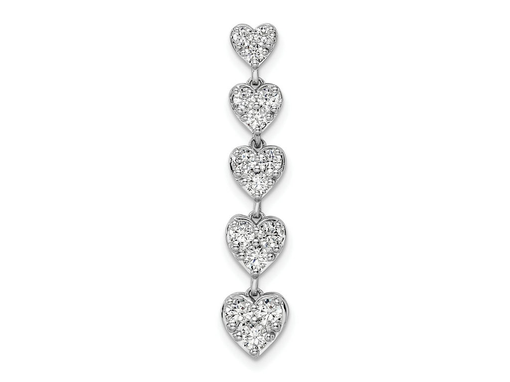 FJC Finejewelers 14 kt White Gold Lab Grown Diamonds VS/SI GH, 5 Heart Chain Slide Charm 35 x 7 mm